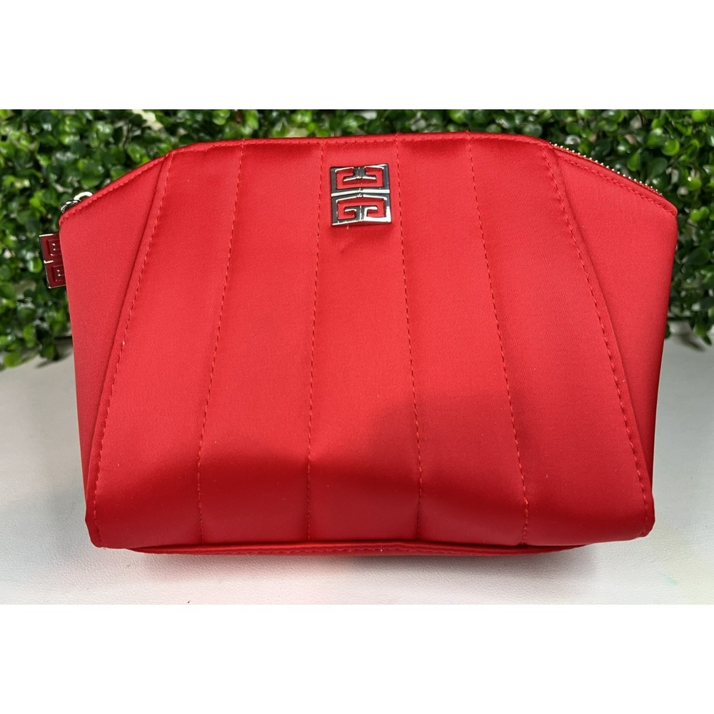 Givenchy Red Cosmetic Makeup Bag Pouch approx. 6.5" x 5.5" ~ NEW